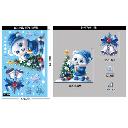Stickers de Fenêtre Noël – Père Noël, Bonhomme de Neige & Flocons | Décoration Électrostatique Réutilisable