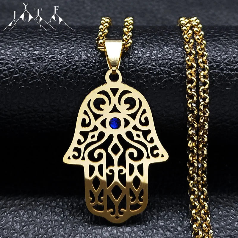 Collar mano de Fatma en acero inoxidable – colgante islámico unisex