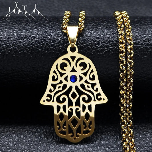 Collier main de Fatma en acier inoxydable – pendentif islamique unisexe