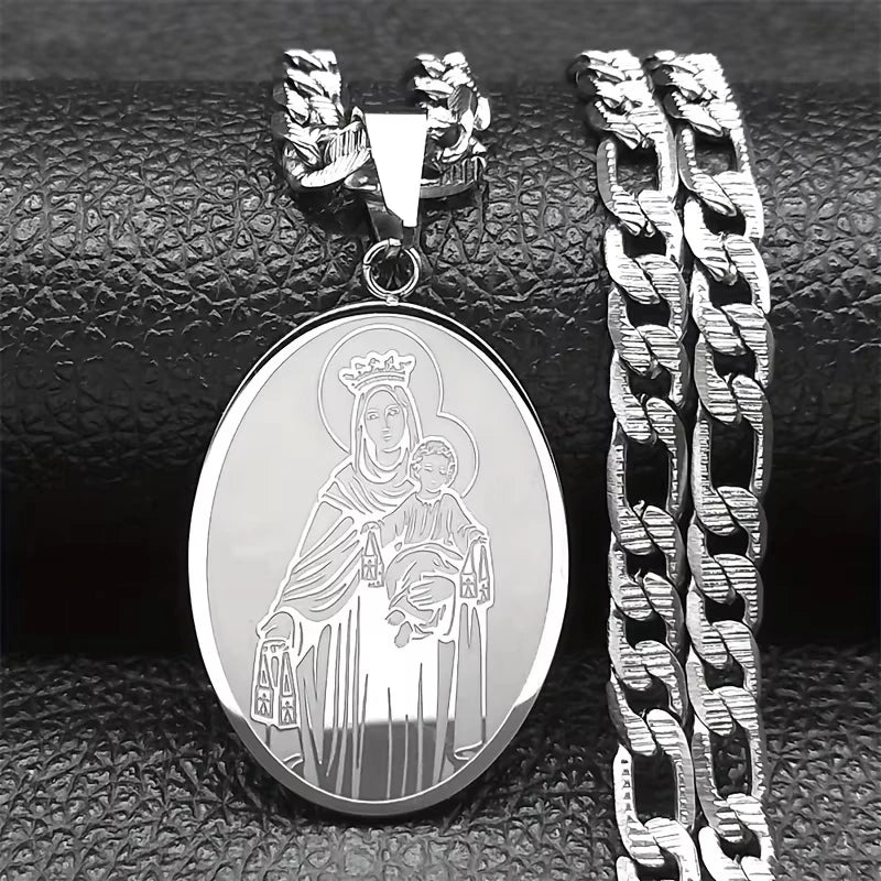 Halskette Jungfrau Maria aus vergoldetem Edelstahl – Unisex-Katholikschmuck