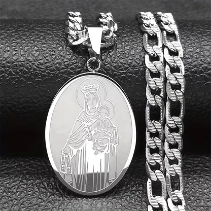 Halskette Jungfrau Maria aus vergoldetem Edelstahl – Unisex-Katholikschmuck