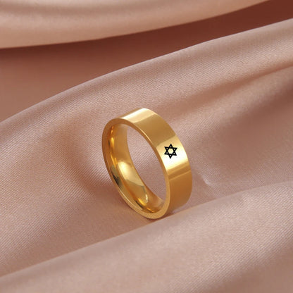 Bague étoile de David à six branches en acier inoxydable – bijou religieux unisexe