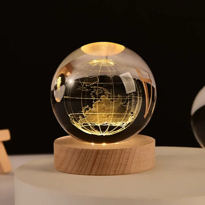 Boule de Cristal 3D Gravée Laser 6 cm – Planètes, Galaxie & Univers – Décoration & Cadeau