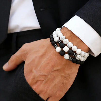 Herren-Set aus 3 Steinperlen-Armbändern – Modelle zur Auswahl