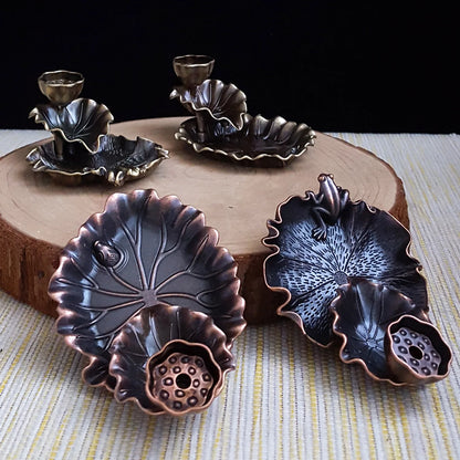 Brûleur d’encens lotus mini – porte-encens chinois décoratif en alliage