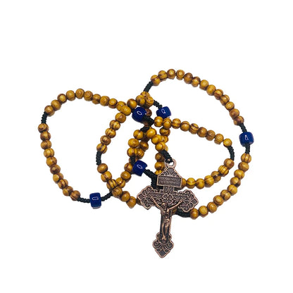 Rotes Christliches Rosenkranz-Armband – 6 mm Perlen & Jesus-Kreuz