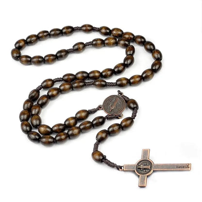 Religious wooden hanging ornament with crucifix – spiritual decoration