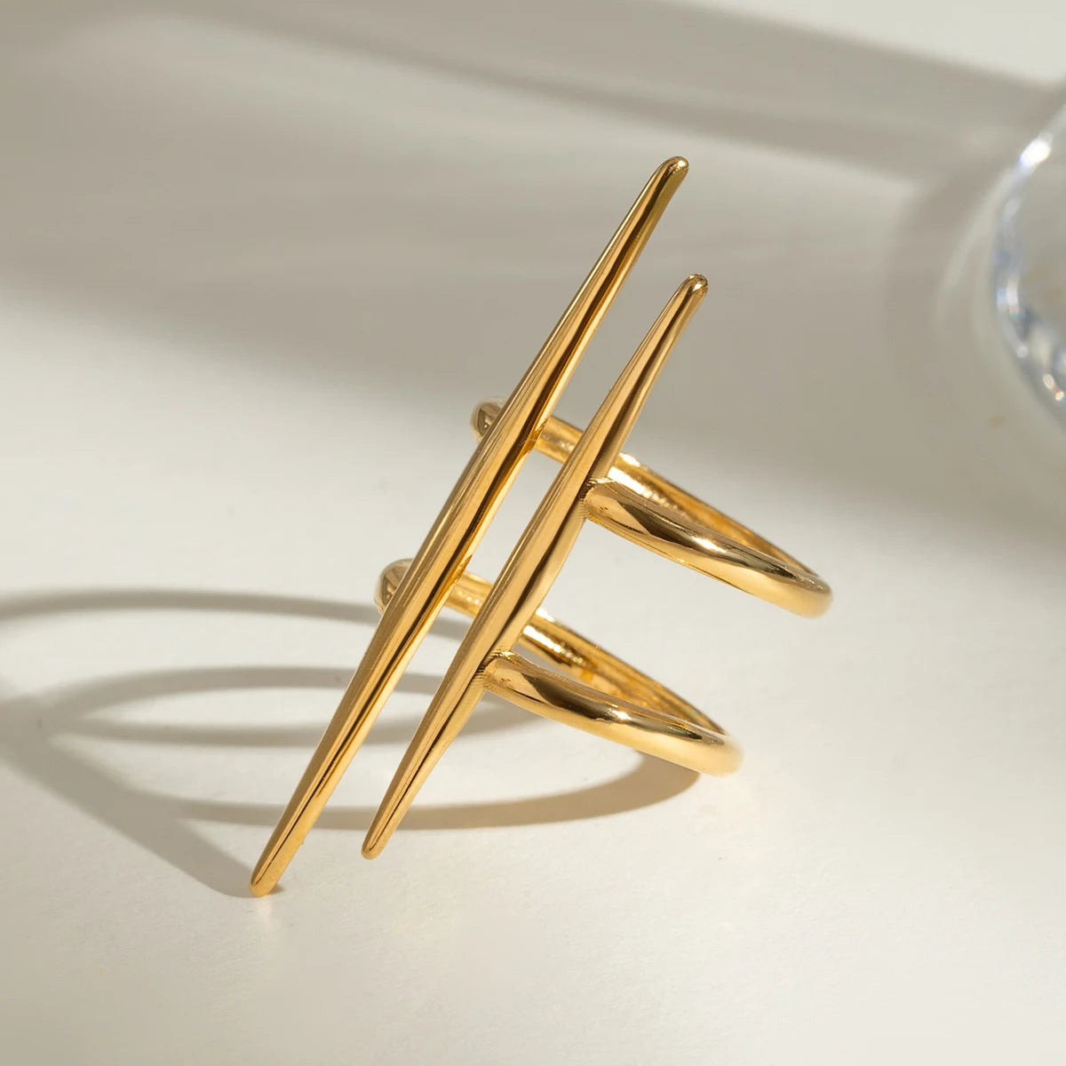 Anello Aperto a Doppia Linea in Acciaio Inox – Dorato o Argentato