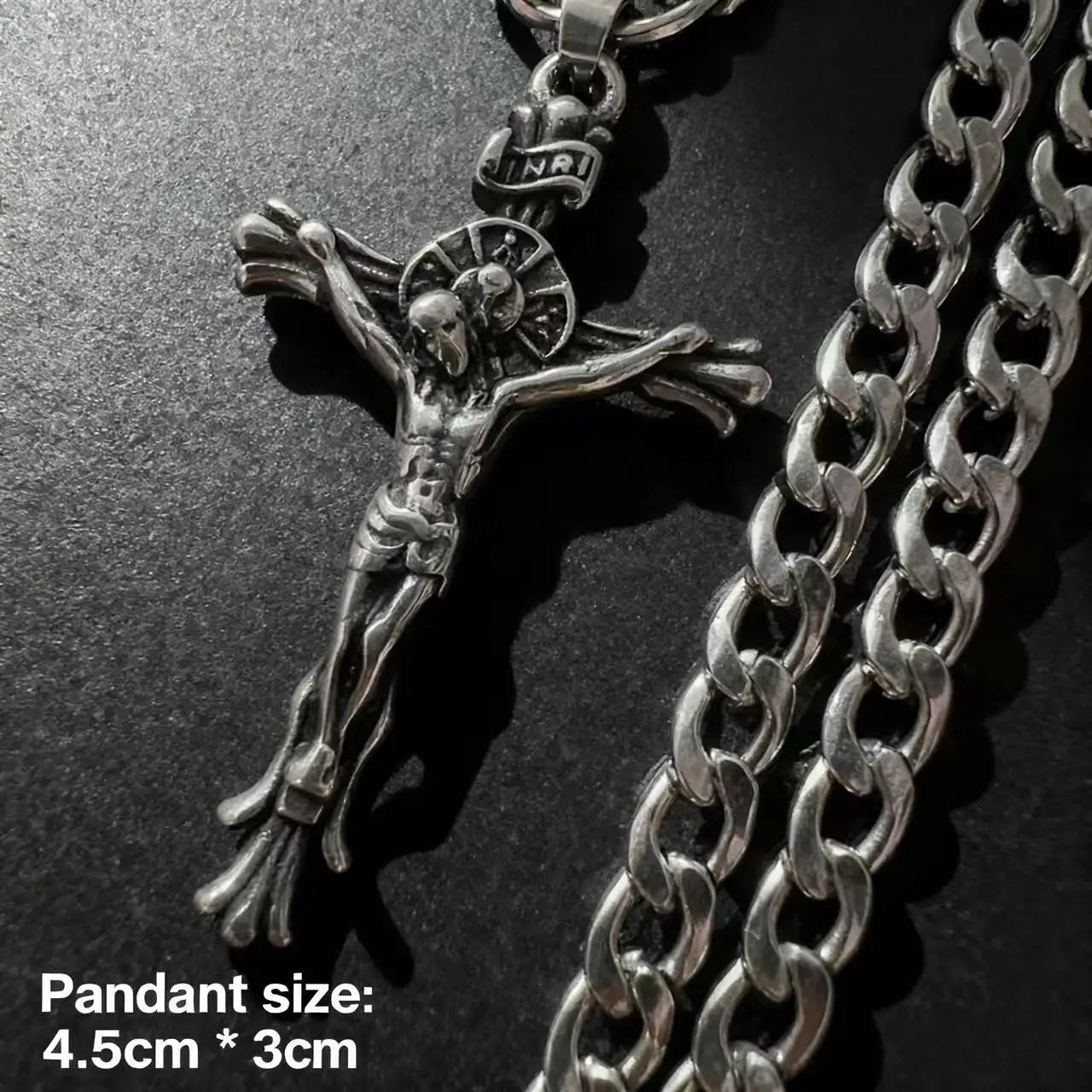 Collier Jésus croix en acier inoxydable 316L – bijou religieux pour homme