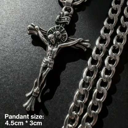 Collier Jésus croix en acier inoxydable 316L – bijou religieux pour homme