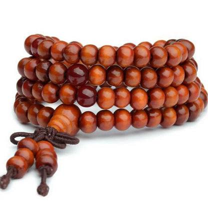 Bracelet santal naturel 108 perles – méditation et prière bouddhiste