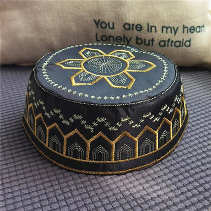 Bonnet de prière musulman homme brodé – kufi islamique en coton