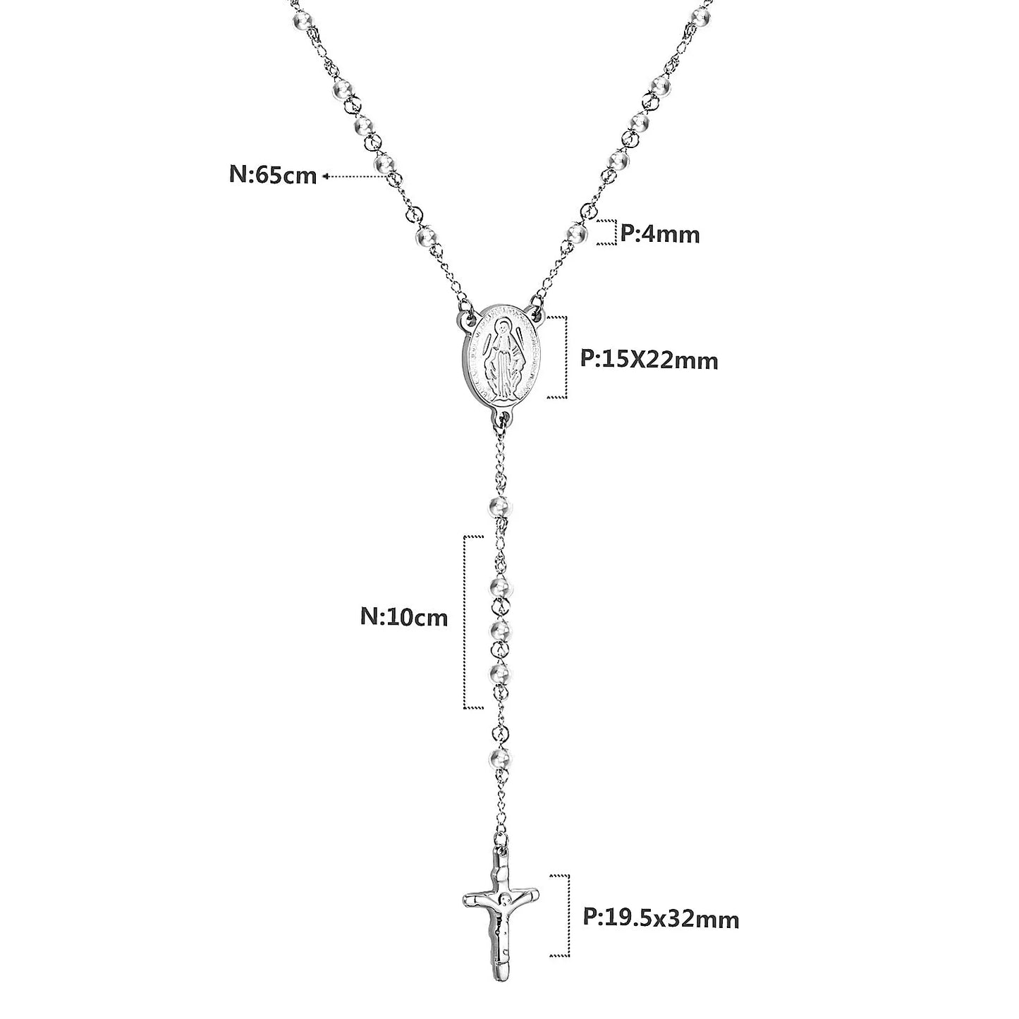 Collier Rosaire Catholique Doré en Acier Inoxydable – Pendentif Croix de Prière