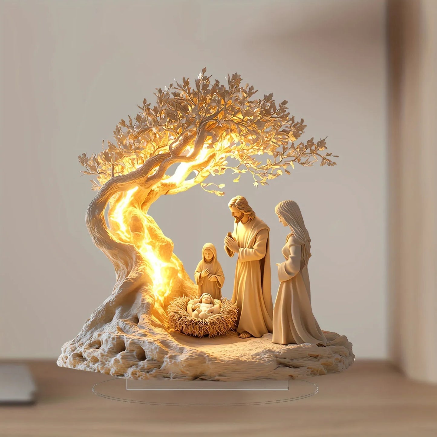 Statue “Jésus & Arbre de Vie”  – Décoration de Bureau & Maison | Cadeau Spirituel & Symbolique