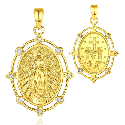 Collier Vierge Marie en Cuivre Plaqué Or 24K – Médaille Chrétienne