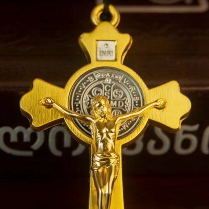Collier croix orthodoxe avec perles en bois – bijou religieux
