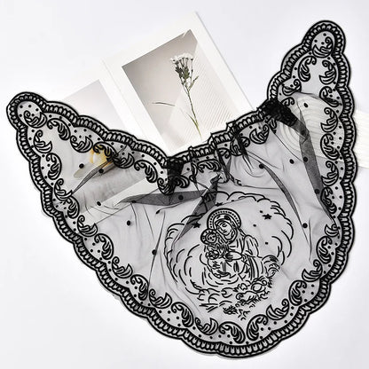 Voile de messe catholique femme en dentelle brodée – foulard Vierge Marie pour prière et église