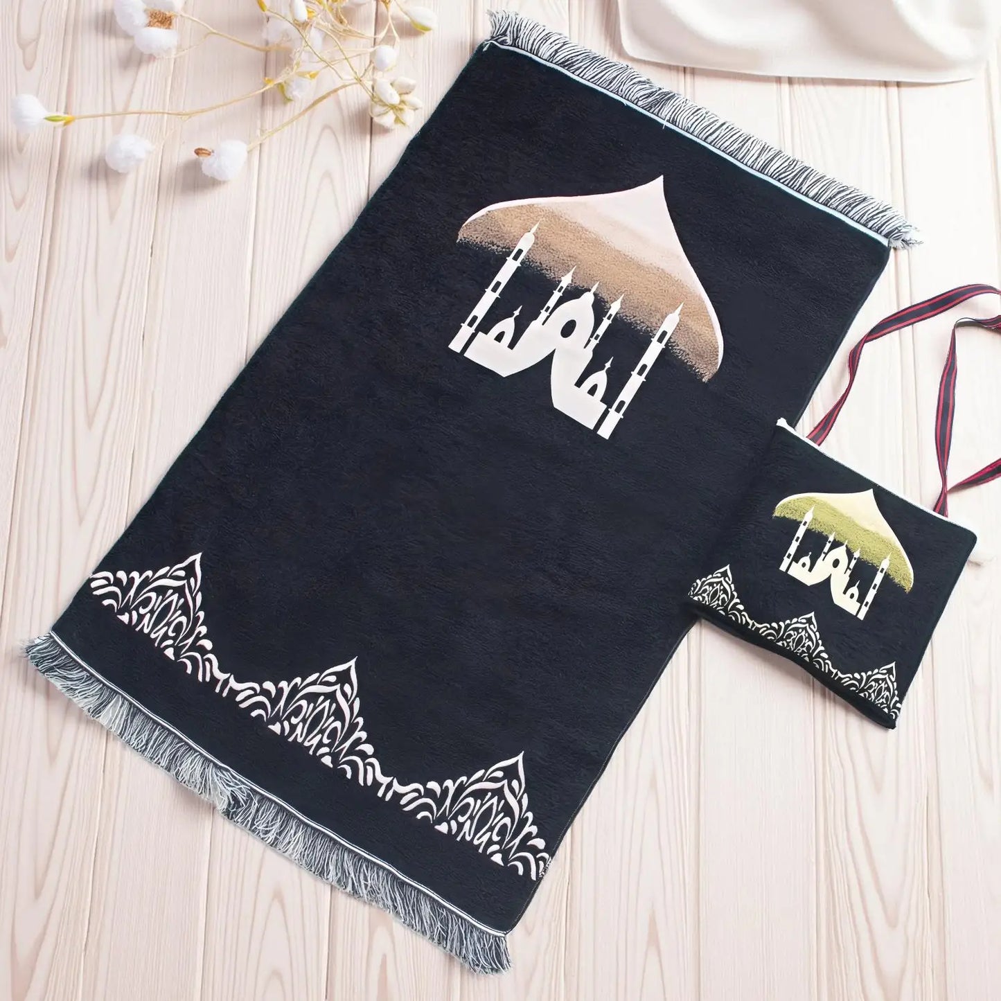 2er-Set Gebetsteppiche mit Geschenktasche – Reisetepich für Muslime