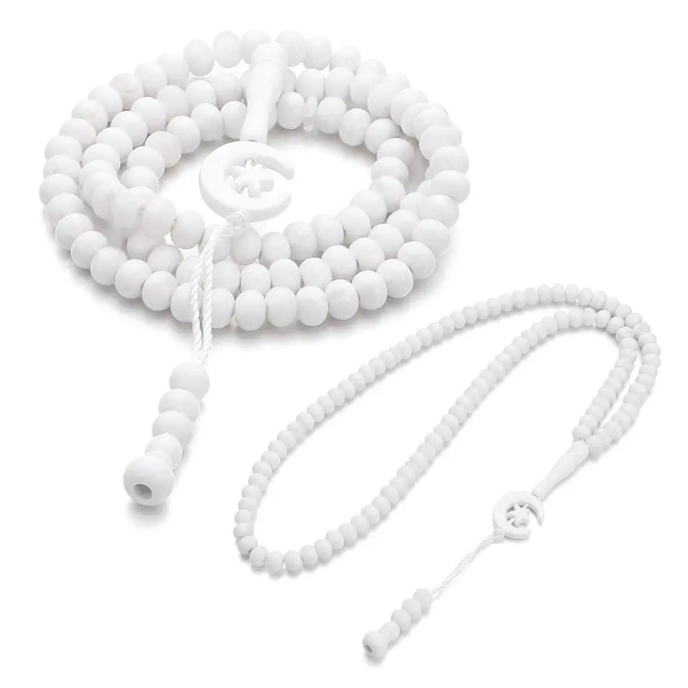 Lot de 2 Chapelets Musulmans 99 Perles – Tasbih Allah Muhammad Gravé pour Prière et Protection Spirituelle