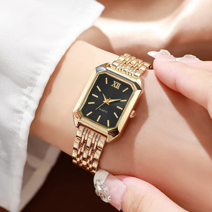 Coffret Montre Femme Rectangulaire 5 Pièces – Montre Quartz & Bijoux