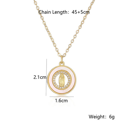 NEWBUY Hochwertiger Damenschmuck religiöser Art aus Kupfer mit Zirkonia-Einlage, Jungfrau-Maria-Anhänger, Edelstahlhalskette