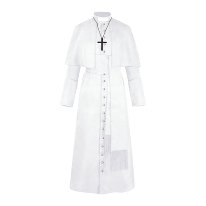 Soutane de prêtre médiévale rétro – Costume cosplay Renaissance, robe religieuse catholique pour homme