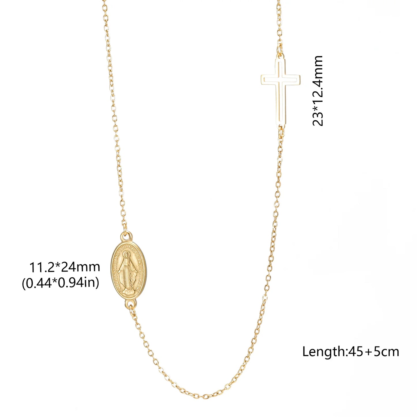 Collier Vierge Marie Notre-Dame en acier inoxydable – amulette religieuse pour femme