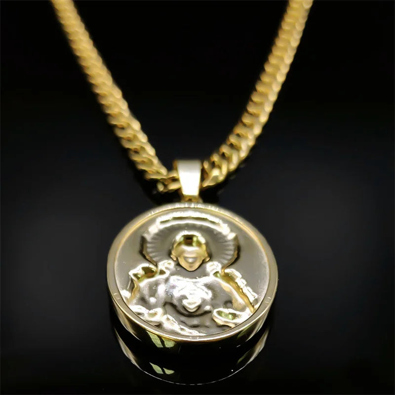 Collier Sacré-Cœur de Jésus plaqué or – médaille catholique unisexe