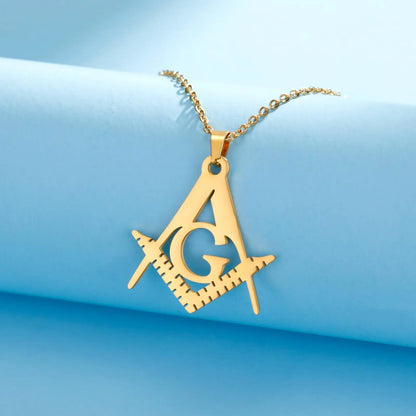 Collier Maçonnique en Acier Inoxydable – Pendentif Équerre & Compas