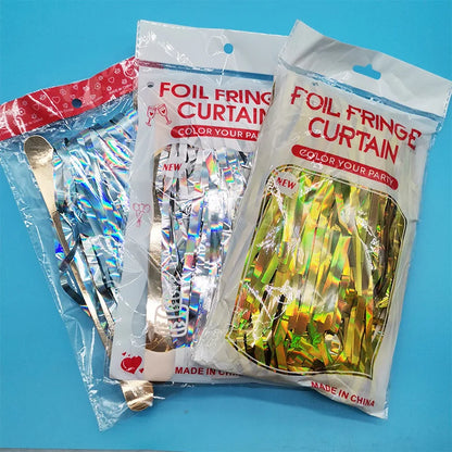 Rideau de fête métallisé (Foil Tassel Fringe Curtain)