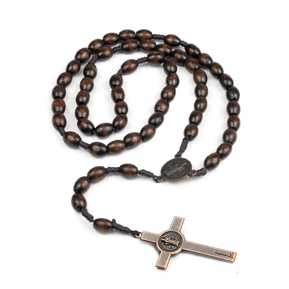 Religious wooden hanging ornament with crucifix – spiritual decoration