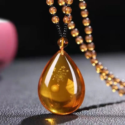 Collier Bohème Femme en Perles Ambre Résine – Style Ethnique Élégant, Chaîne Pull Tendance