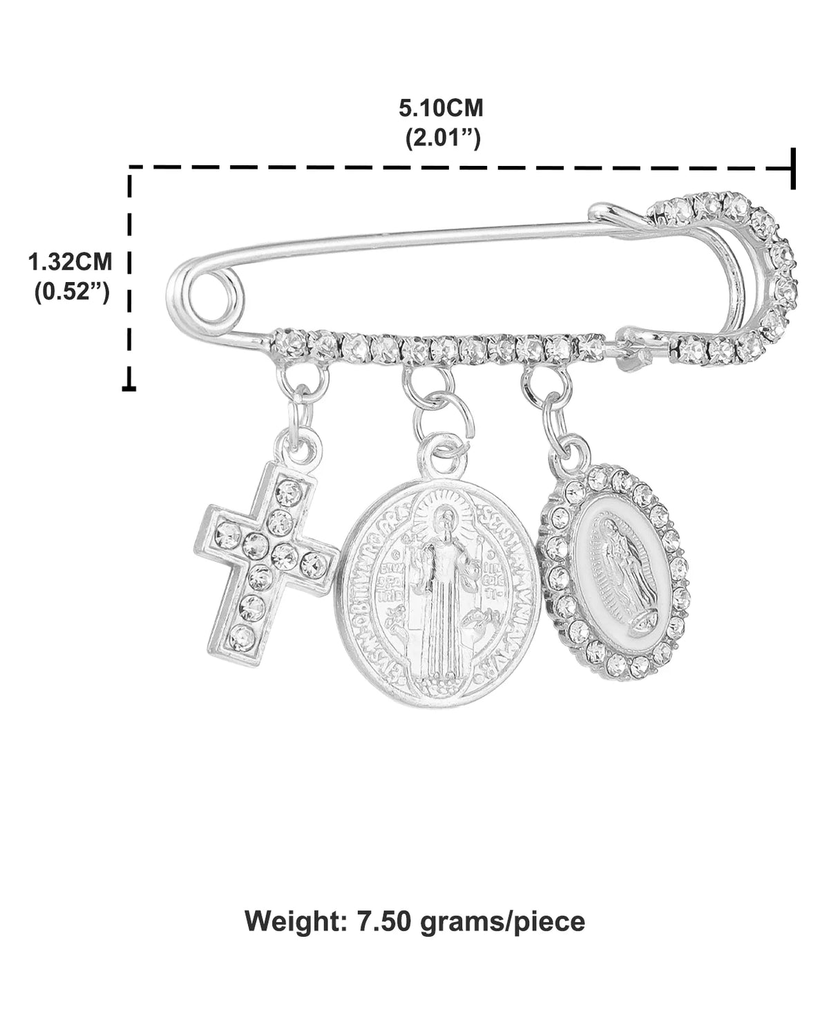 Spilla Religiosa San Benedetto e Vergine di Guadalupe – Croce Unisex