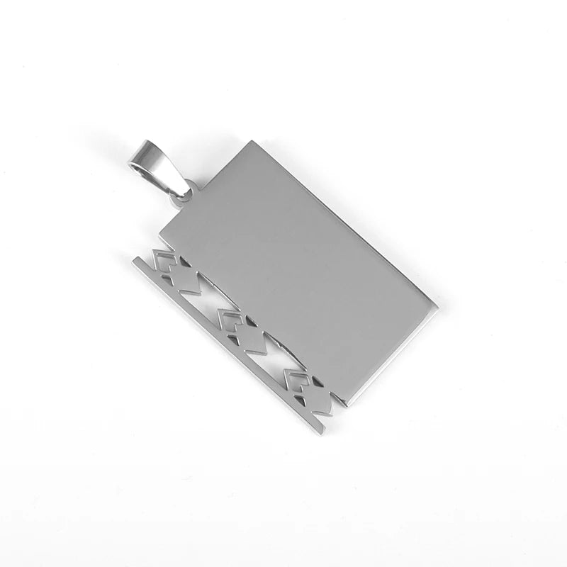 Collier Ayat al-Kursi rectangulaire en acier inoxydable – Pendentif islamique unisexe