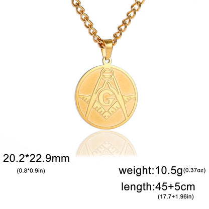 Collier Maçonnique Homme en Acier Inoxydable – Pendentif Franc-Maçon Équerre & Compas, Style Gothique Punk
