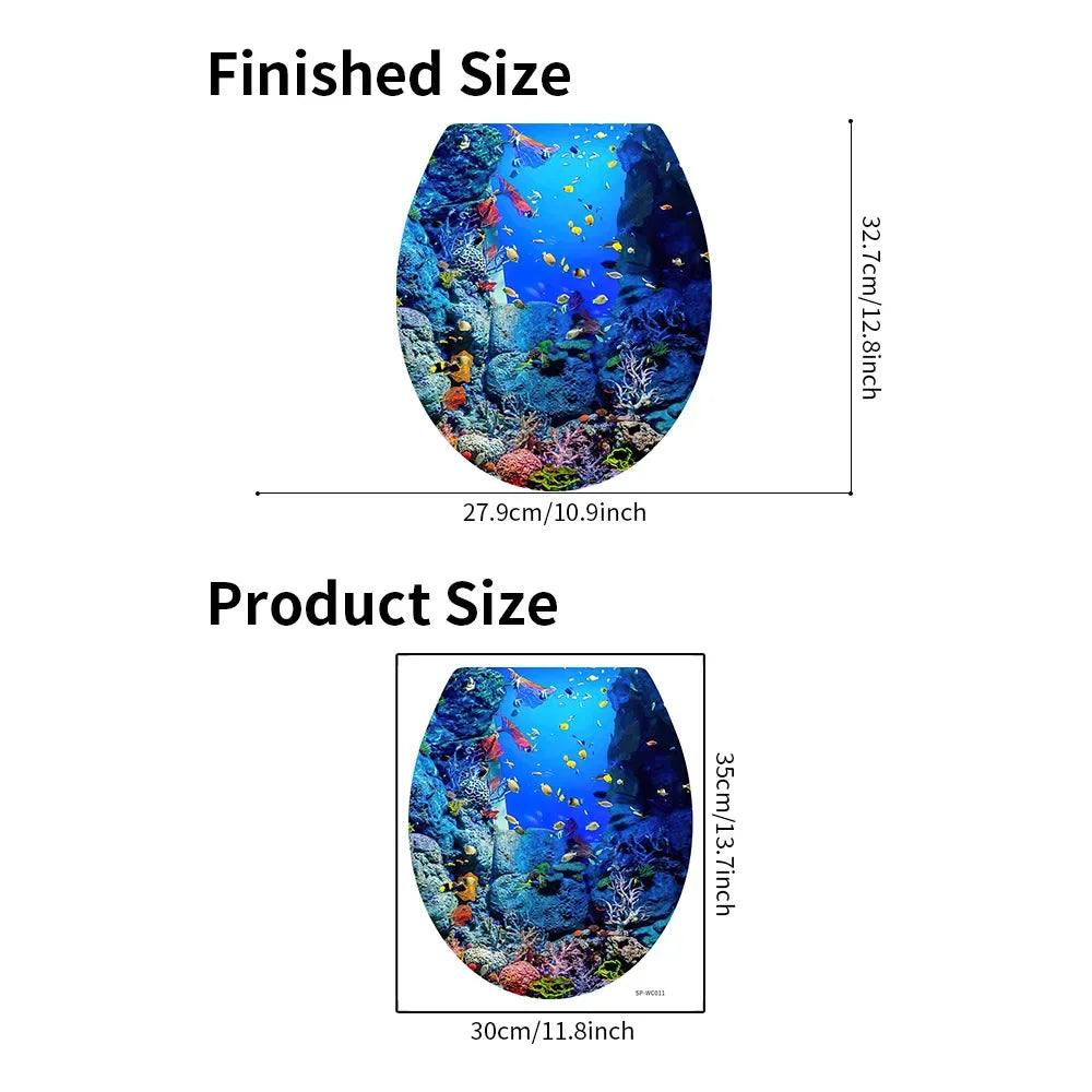 Sticker WC Thème Océan – Autocollant Étanche pour Couvercle de Toilette | Déco Salle de Bain Marine