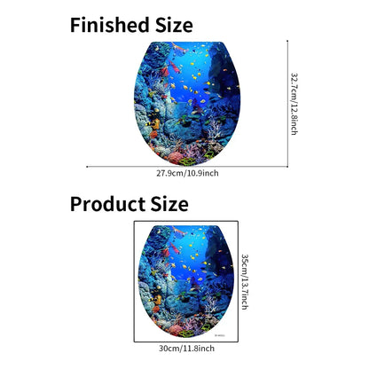 Sticker WC Thème Océan – Autocollant Étanche pour Couvercle de Toilette | Déco Salle de Bain Marine