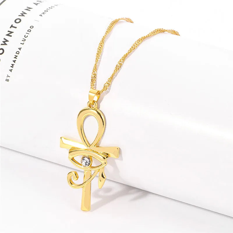 Collier Œil d’Horus & Ankh – Pendentif Égyptien Symbolique Unisexe