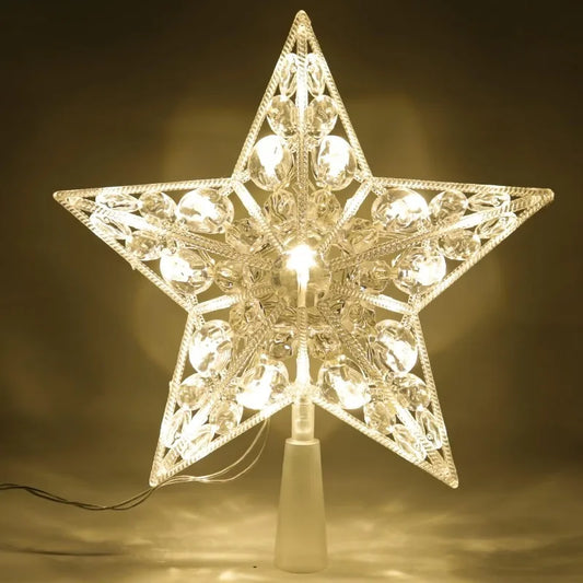 Étoile Lumineuse de Sapin de Noël 15 cm – Décoration LED Blanche Chaude