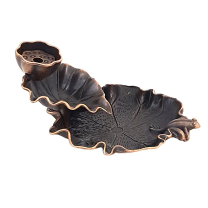 Brûleur d’encens lotus mini – porte-encens chinois décoratif en alliage