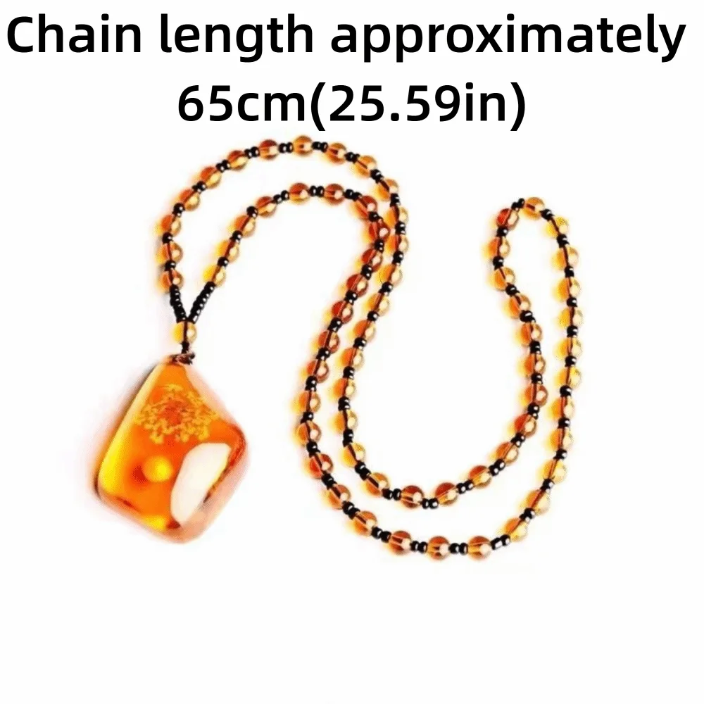 Collier Bohème Femme en Perles Ambre Résine – Style Ethnique Élégant, Chaîne Pull Tendance
