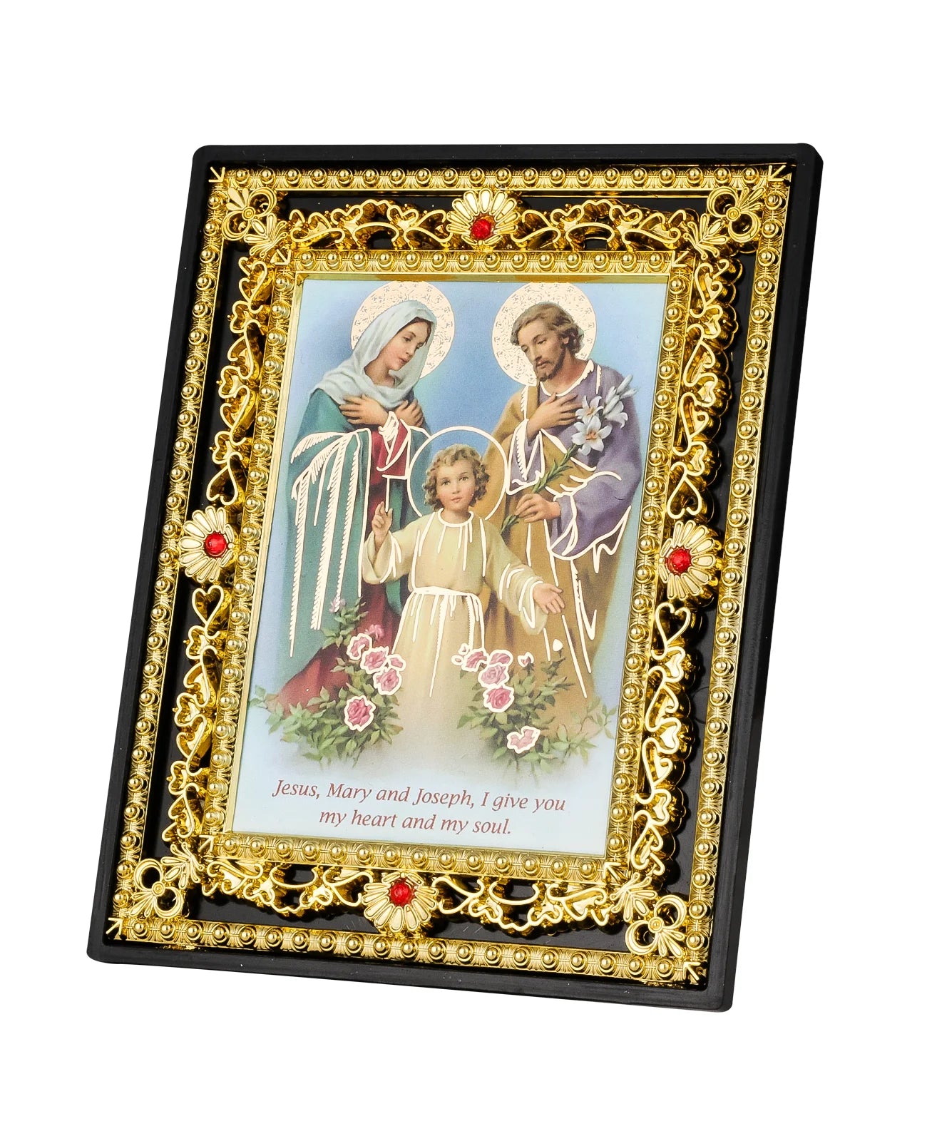 Icône Sainte Famille et archange Saint Michel – décoration religieuse de table