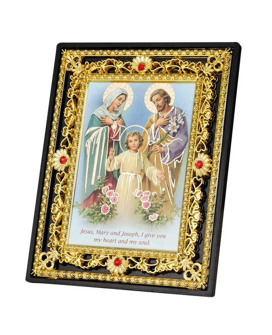 Icône Sainte Famille et archange Saint Michel – décoration religieuse de table