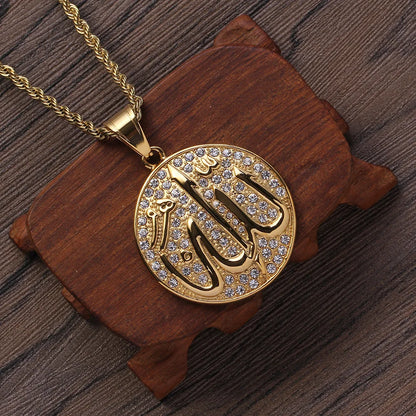 Collier médaille Allah en acier inoxydable – Bijou islamique unisexe