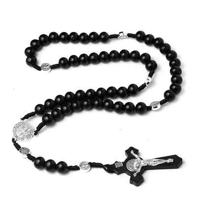 Chapelet Catholique en Bois – Collier de Prière avec Croix INRI pour Hommes & Femmes