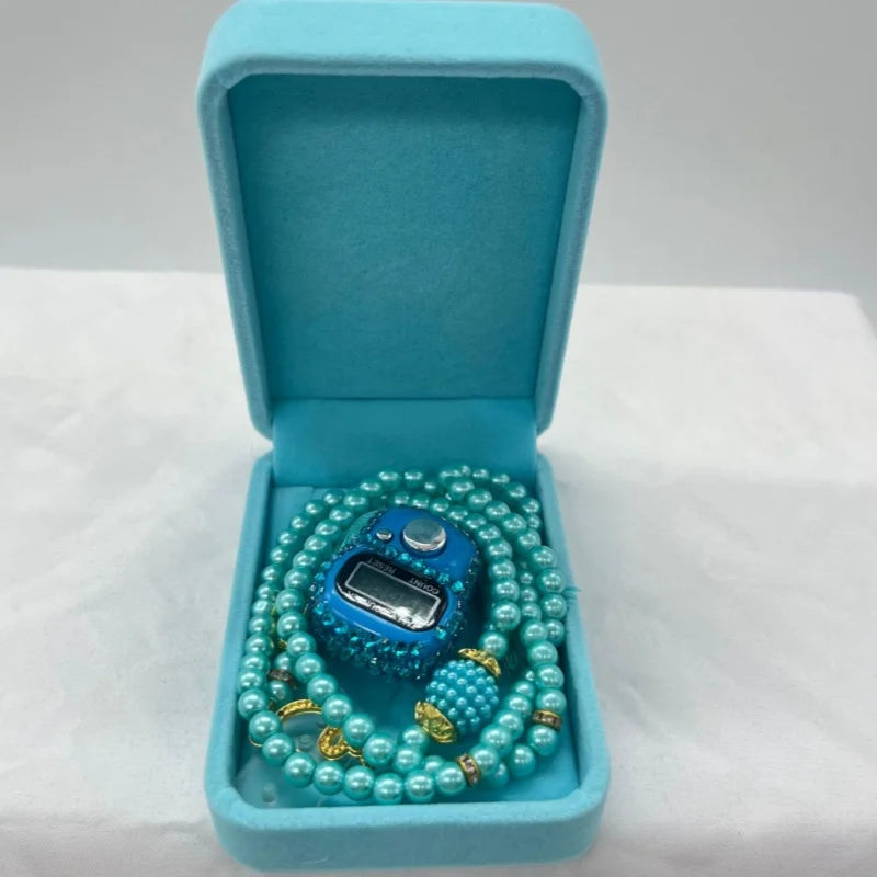 Cofre Tasbih & Contador Digital LCD – Set Espiritual Elegante Ramadan & Meditación