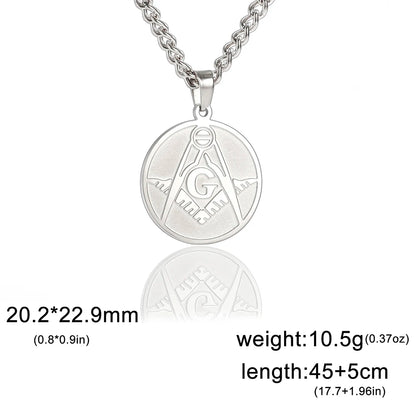 Collier Maçonnique Homme en Acier Inoxydable – Pendentif Franc-Maçon Équerre & Compas, Style Gothique Punk