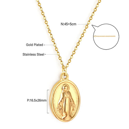 Collier Rosaire Catholique Doré en Acier Inoxydable – Pendentif Croix de Prière