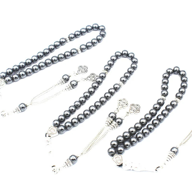Bracelet Tasbih musulman 33 perles en hématite naturelle – cadeau islamique