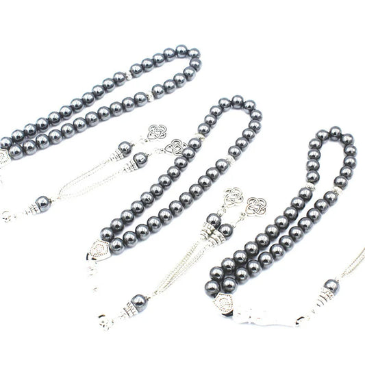 Bracelet Tasbih musulman 33 perles en hématite naturelle – cadeau islamique